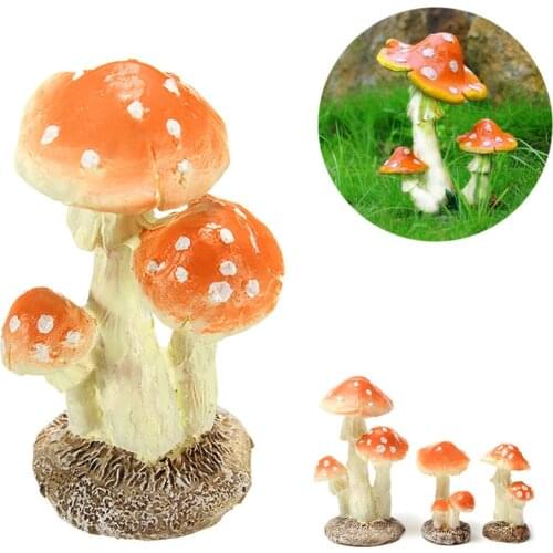 1Pc Mushroom Toadstool Figurines Resin Miniature Craft DIY Ornament Fairy Garden Ornament Decoration Terrarium Dollhouse Decor