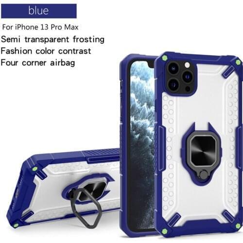 100pcs/Lot Translucent Armor Phone Cases For iPhone 13 12 Mini 11 Pro XS Max XR X 7 8 6 6S Plus Magnetic Ring Car Holder