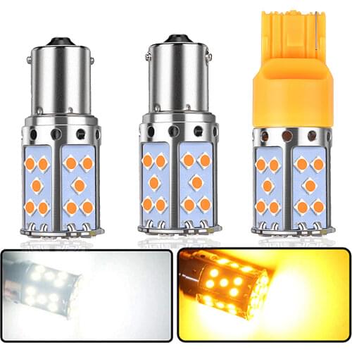 1X P21W LED 1156 BA15S PY21W BAU15S 35SMD Bulb Canbus Free LED AUTO Lamp License Plate Lights Car Turn Signal Light Amber White