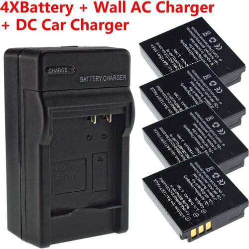4Pcs CGA-S005 DMW-BCC12 Battery for RICOH G800 G800SE GR Digital III IV WG-M M1 DB-60 65 GX200 R3 R30 R4 R40 R5 + Charger