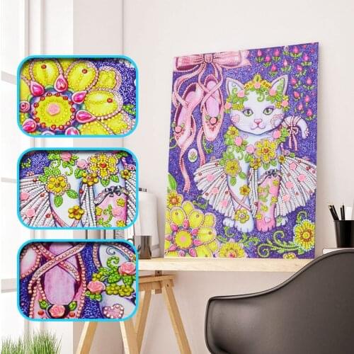 5D DIY Diamond Painting Special Shaped Animal Cat Handicraft Needlework Picture of Rhinestones Diamond Embroidery Children Gift