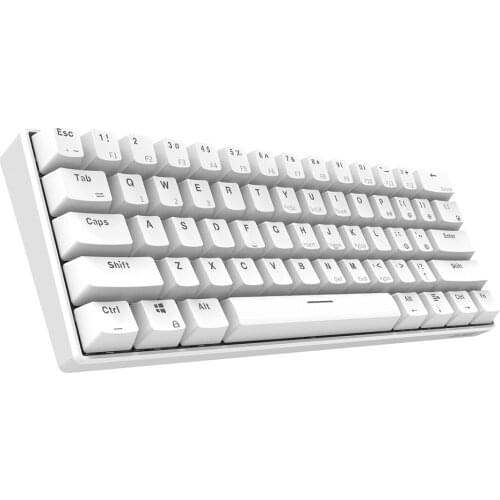 Ajazz i610T Rechargeable Bluetooth Wireless/Wired Dual-Mode 61 Key Mechanical Keyboard Blue with White Backlight
