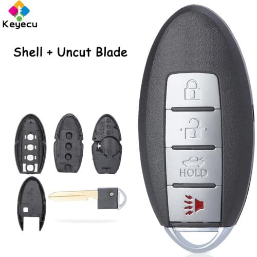 KEYECU Keyless Entry Smart Remote Car Key Shell Case - 4 Buttons & Insert Blade - FOB for Infiniti FX50 FX35 Q40 Q60 Q70 G25 G35