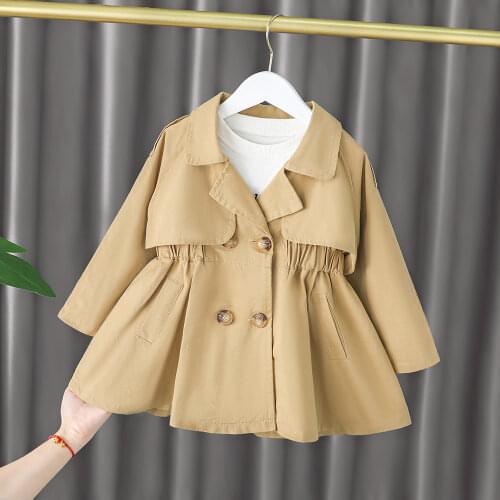Spring Autumn Baby Girls Trench Coats Double Breasted Jacket for Girls Clothing Solid Tops Kids Windbreaker Teens Outerwear