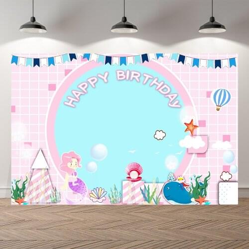 Seekpro Underwater Sea Princess Photo Baby Mermaid Kids Birthday Photography Background Photographic Backdrop For Studio Shoot