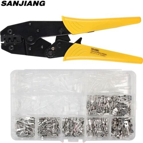 HS-03BC crimping plier set 270Pcs 2.8/4.8/6.3mm Crimp Terminals Insulated Male Female Wire Connectors kit Electrical Wire Spade