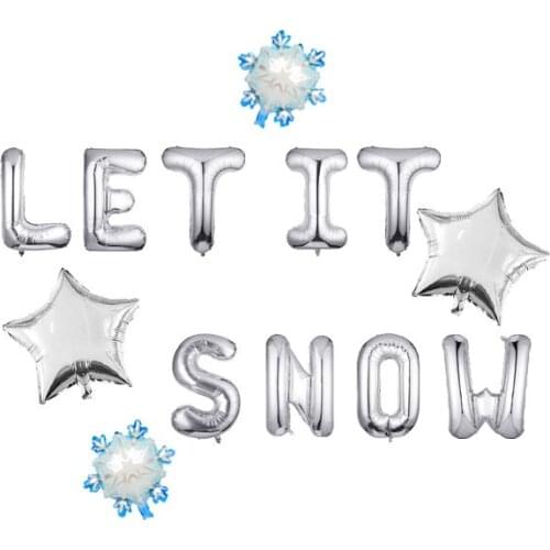 Let It Snow Banner Mylar Foil Balloons Merry Christmas Supplies Christmas Party Decoration Snowflake Party Office Christmas