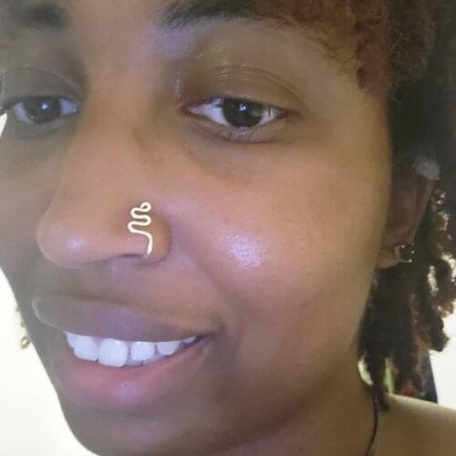 Copper Wire Spiral Fake Nose Ring Septum Lip Non Piercing Nose Rings Hoop Ear Clip For Women Faux Body Piercing Jewelry Bijoux