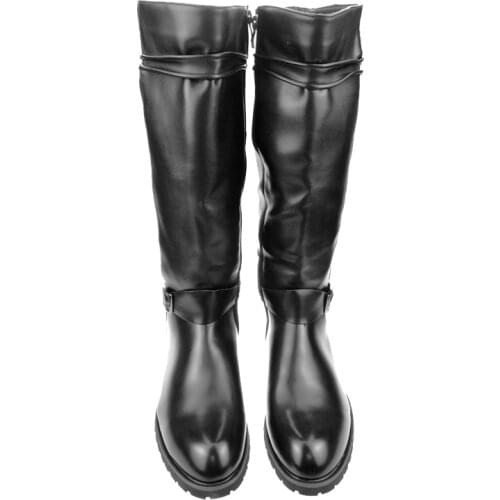 Mens Buckle Vintage Brogue Leather Long Zip Knee High Riding Boots Shoes brown New Stylish For Man Army Boots Free Shipping