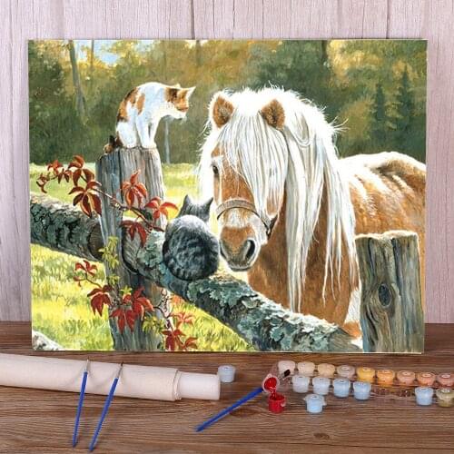 Animal Horse Flower DIY Paint By Numbers Kit Acrylic Paints 50*70 Oil Painting Wall Decoration Crafts For Adults For Wholesale