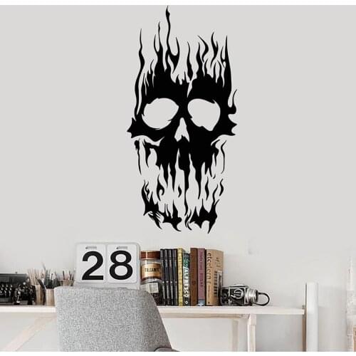 Haunted House Wall Decal Horror Scary Tattoo Skull Fire Skeleton Teen Bedroom Man Cave Home Decor Vinyl Wall Stickers Mural Q285