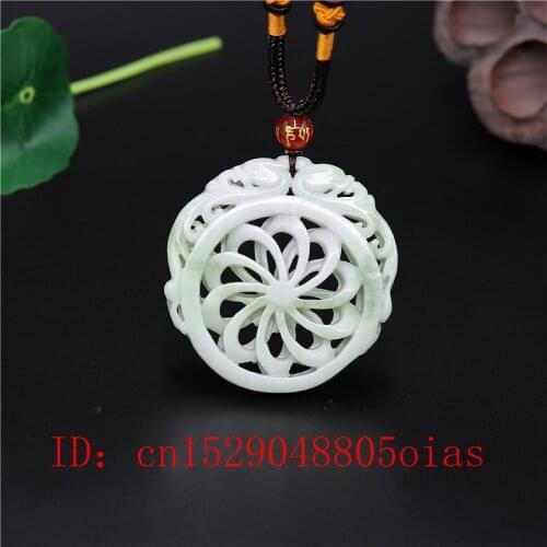 Natural White Green Chinese Jade Dragon Pendant Windmill Necklace Charm Jewelry Double-sided Hollow Carved Amulet Gifts for Her