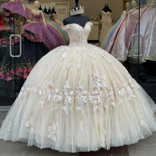 New 2021 Gorgeous Quinceanera Dress With Lace Applique Sweet 16 Ball Gown Prom Dress Vestidos De 15 Anos