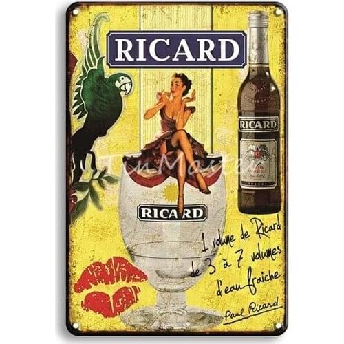 Ricard Beer Metal Tin Sign Vintage Havana Club Poster Metal Signs Antique Irish Pub Bar Cafeteria Kitchen Art Wall Home Decor