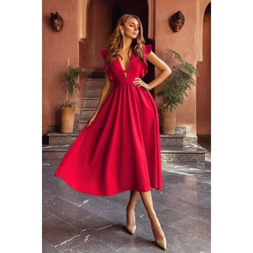 Sexy Party Club Ruffles Bodycon Dress 2XL Summer V Neck Elegante Short Prom Red White Black Evening Gowns Birthday Vestido Robes