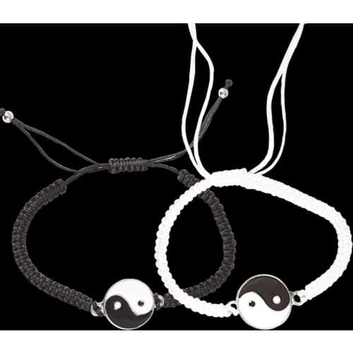 Tai Chi Braided Bracelet Couple Bracelets Chinese Tai Chi Get rid of bad luck Alloy Pendant Lover Birthday Gift Bracelets