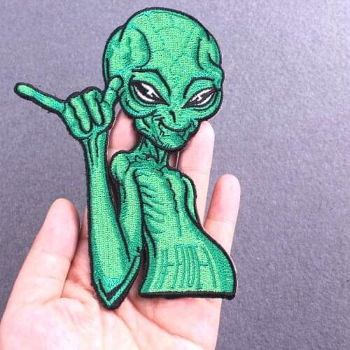 Alien Size:13.1x10cm DIY Cloth Patch Badge Embroidered Cute Badges Iron On Kids For Clothes Stickers DIY T-shirt Bages