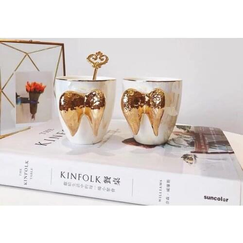 Luxury Ceramic Cup With Angel Wings Handle Gold Plated Creative Cup Coffee Milk Drink Tea Mug Great Gift for lover 1pc WF1021