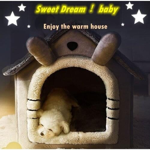 Foldable Deep Sleep Pet Cat House Indoor Winter Warm Cozy Cat Bed for Small Dog Cat Kitten Teddy Comfortable Kennel Pet Supplies