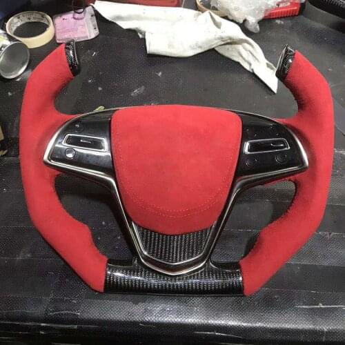 F1 Racing Cuatomized Real Carbon Fiber Sports Steering Wheel Alcantara Leather compatible for Cadillac ATS 2017