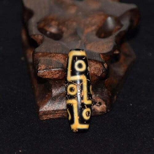 Tibet Old Agate Beads Dark Yellow 9 Eyes DZI 12*40mm Agate Beads Men&Women Jewelry DIY Free Shipping