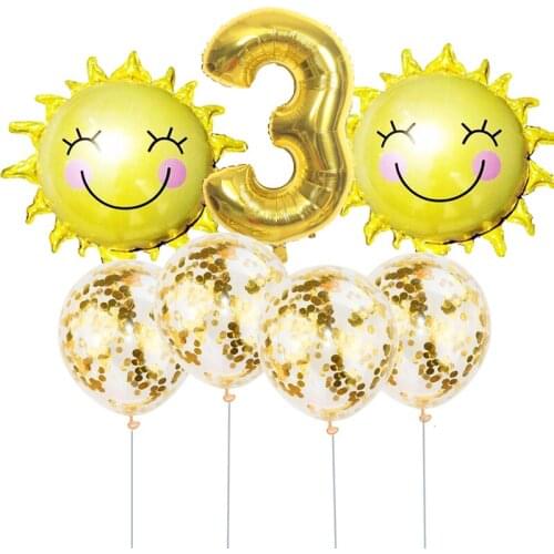 7pc 32inch Number Sun Number Balloons Set Birthday Wedding Party Decorations Confetti Latex Balloon Baby Shower Globos