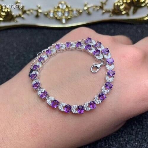 S925 silver natural amethyst bracelet natural gemstone bracelet Luxurious scissors Leaf women girl party gift fine jewelry