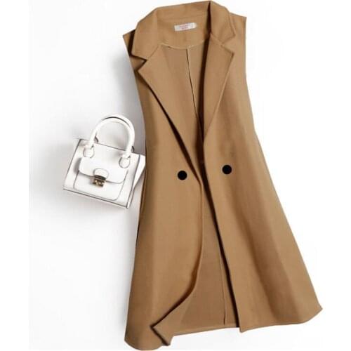 Autumn Winter Sleeveless Woolen Coat Women’s 2020 Mid-Length Slimming Waistcoat Ladies Vest Woolen Blazer Waistcoat Female Q323
