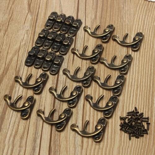 12pcs 34x28mm Antique Bronze Iron Padlock Hasp Hook Lock For Mini Jewelry Wooden Box With Screws Furniture Hardware