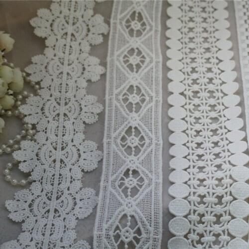 4Yards/Lot Pure Cotton Lace Embroidered Hollow Lace Trim Ribbon DIY Sewing Supplies Craft For Costume Design Hat Decoration