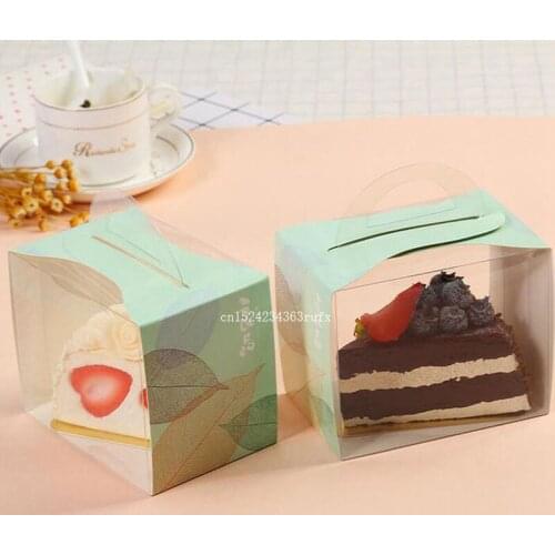 500 sets Plastic Paper Cake Box with Handle Packaging Box Wedding Party Favor Boxes Handmade Gift DHL Fedex Free Shipping