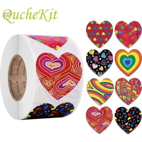 500pcs/Roll Heart Shaped Labels Sticker Adhesive Festival Birthday Party Gift Packaging Stickers Valentines Day Wedding Decor