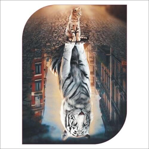 Cat and Tiger 5D Diamond Mosaic DIY Diamond Embroidered Square Diamond Cross Stitch Set Home Decoration Gift T380