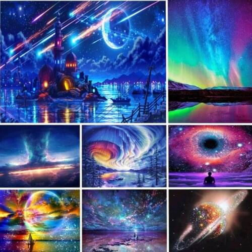 5d Diamond Painting Cross Stitch Full Round Diamond Mosaic Starry Sky Landscape Diy Diamond Embroidery Decorative Painting