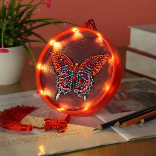 5D DIY Butterfly mandala Special Shape LED Diamond Painting Pendant Night Light Lamp Cross Stitch Embroidery Christmas Gift JH