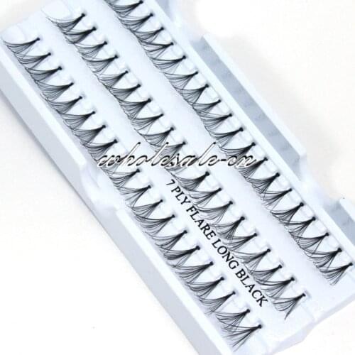 60 Pcs 1 Box False Eyelash Individual Lashes 7 PLY Flare Knot Black 8/10/12mm