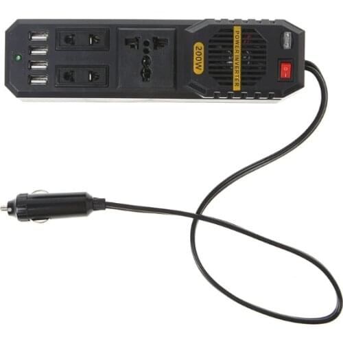 200W Car 4 Port USB 12V DC to AC 220V Vehicle Power Inverter Adapter Converter F19A