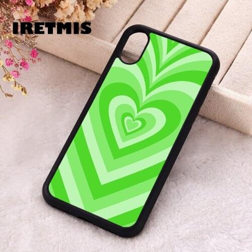 Iretmis 5 5S SE 2020 Phone Cover Case for iPhone 6 6S 7 8 Plus X Xs XR 11 12 Mini Pro Max Rubber Silicone Love Heart In Green