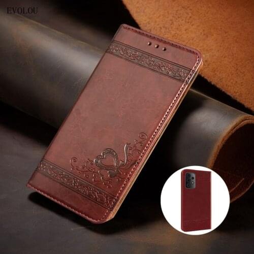 Embossed Flip Magnetic Leather Cover For Samsung Galaxy A72 A42 A32 A71 A51 A31 A02S A21S A21 A12 Business Style Wallet Case