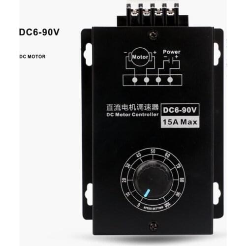 Digital Display 0~100% adjustable DC 6-90V 15A DC Motor Speed Controller PWM regulator 12V 24V 48V 60V 72V 90V Reversible