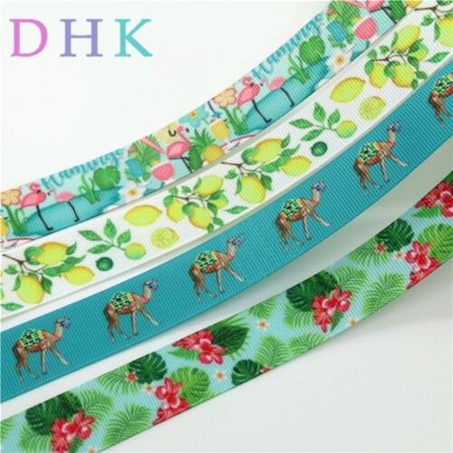 DHK 50yards flowers tree fruit Printed Grosgrain Ribbon Accessory hairbow headwear decoration Wholesale DIY OEM S1104