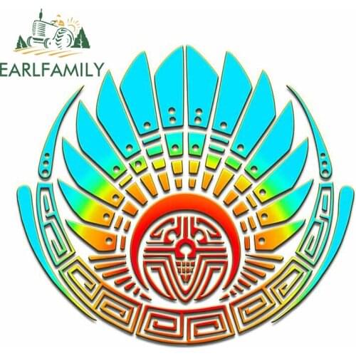 EARLFAMILY 13cm x 11.9cm for Mayan Mask Car Sticker Personality Car Assessoires Motorcycle Windshield Decal Occlusion Scratch