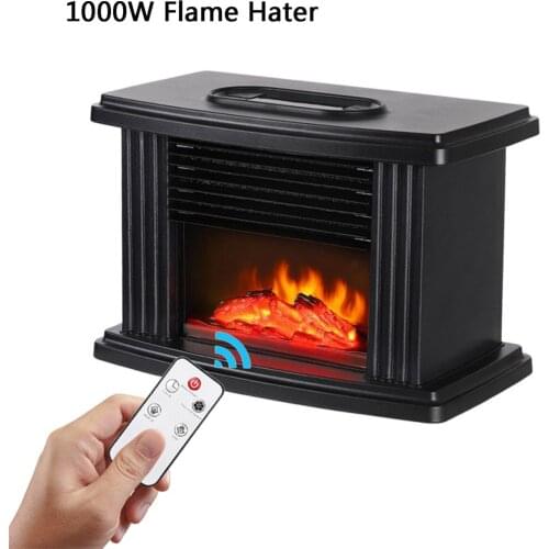 1000W Electric Fireplace Hater With Remote Control Fireplace Electric Flame Decoration Portable Indoor Space Home Office Heater