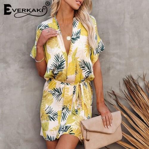 Everkaki Boho Leaves Print Kimonos with Belt Women Coat Summer Beach Vacation Yellow Y2K Plus Size Outerwear Kimono Robes 2021