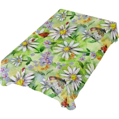 Purple Tablecloth Decorated With Daisies And Insects For Indoor And Outdoor Beauty