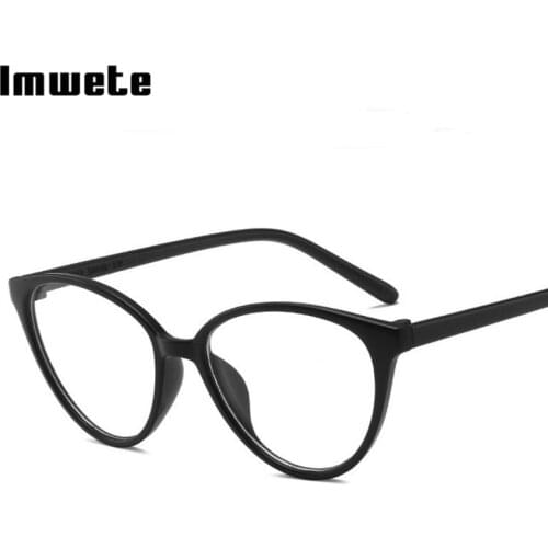 Imwete 2020 Cat Eye GlassesFrame Women Ultralight Retro Transparent Eyeglasses Men Solid Color Fashion Spectacle Frames