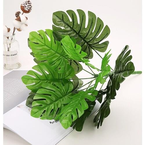 Artificial Plant Branch Fake Grass Decorative Vivid Fake Monstera Leaves Home Decorations