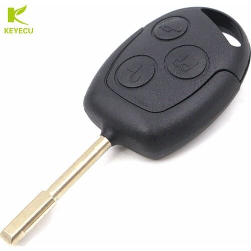 KEYECU 3 Button Remote Key and Transponder Chip 4D60 Glass for Ford Focus Mondeo KA Uncut Blade FO21