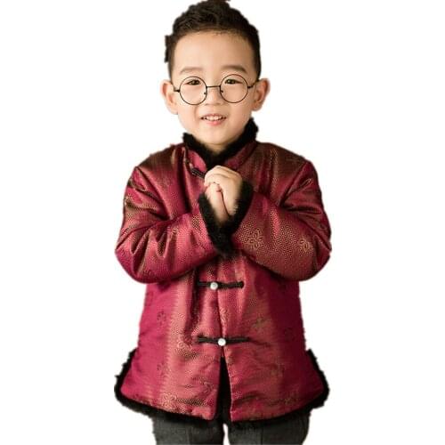 Chinese Costume Children Coat Tang Suit Baby Boy Clothes Outfits Fleece Kids Outerwear China Dress Jacket Spring Festival Outfit