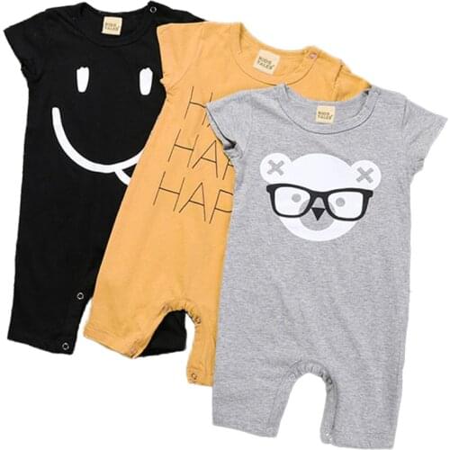 New Summer Baby Boys Rompers Cartoon Bear Short Sleeve Cotton One-piece Baby Outfit Jumpsuit Childrens Clothing ropa para bebes
